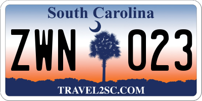 SC license plate ZWN023