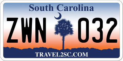 SC license plate ZWN032