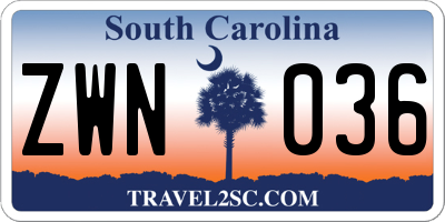 SC license plate ZWN036