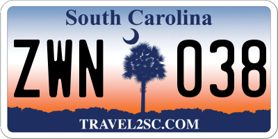 SC license plate ZWN038