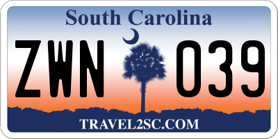 SC license plate ZWN039
