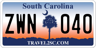 SC license plate ZWN040
