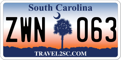 SC license plate ZWN063