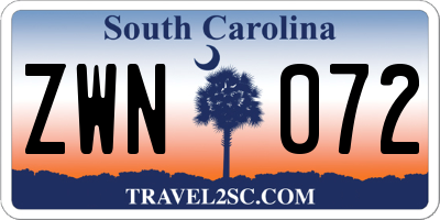 SC license plate ZWN072