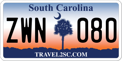 SC license plate ZWN080