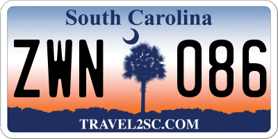 SC license plate ZWN086