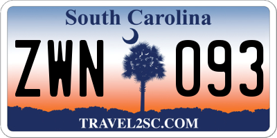 SC license plate ZWN093