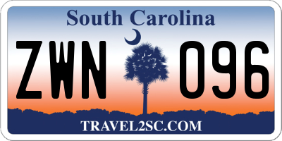 SC license plate ZWN096