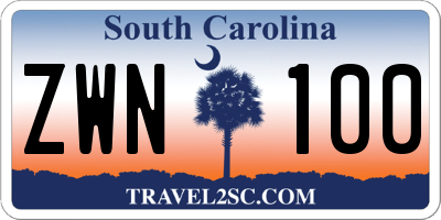 SC license plate ZWN100