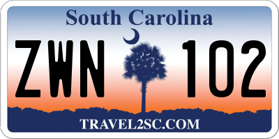 SC license plate ZWN102