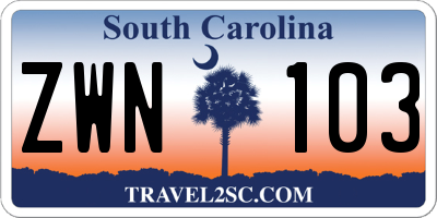 SC license plate ZWN103