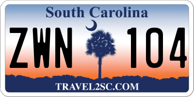 SC license plate ZWN104