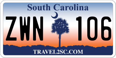 SC license plate ZWN106