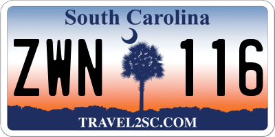 SC license plate ZWN116