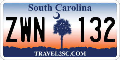 SC license plate ZWN132