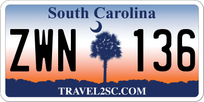 SC license plate ZWN136