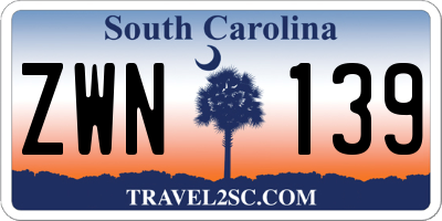 SC license plate ZWN139