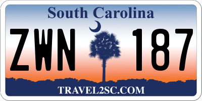 SC license plate ZWN187