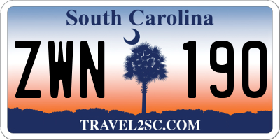 SC license plate ZWN190