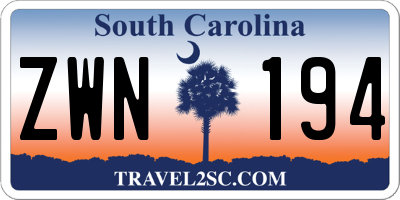 SC license plate ZWN194