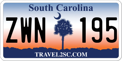 SC license plate ZWN195