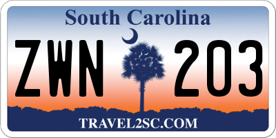 SC license plate ZWN203
