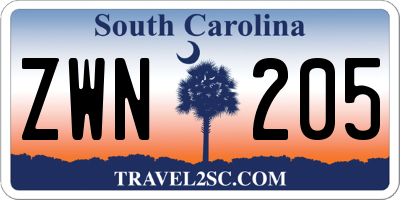 SC license plate ZWN205