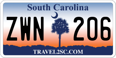 SC license plate ZWN206