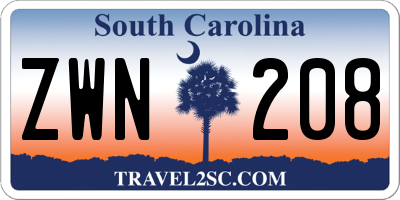 SC license plate ZWN208
