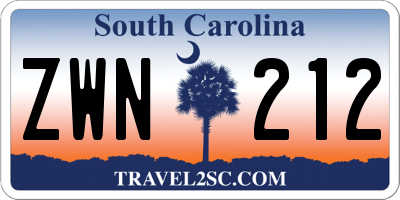 SC license plate ZWN212