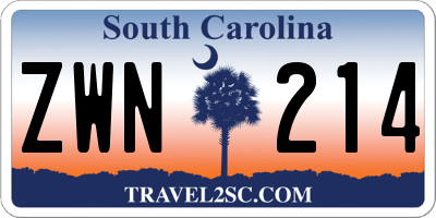 SC license plate ZWN214