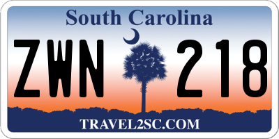 SC license plate ZWN218