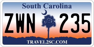 SC license plate ZWN235
