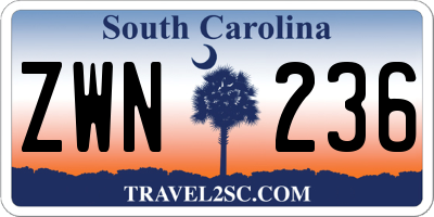 SC license plate ZWN236