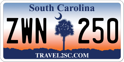 SC license plate ZWN250