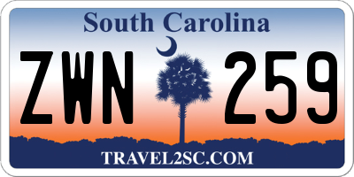 SC license plate ZWN259