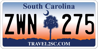 SC license plate ZWN275