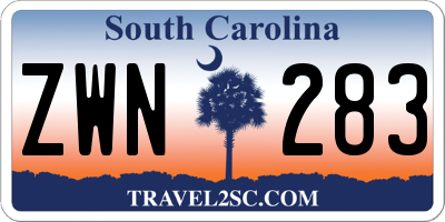 SC license plate ZWN283