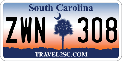 SC license plate ZWN308