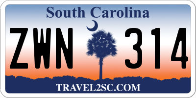 SC license plate ZWN314