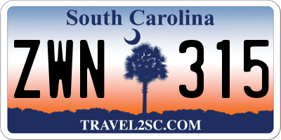 SC license plate ZWN315