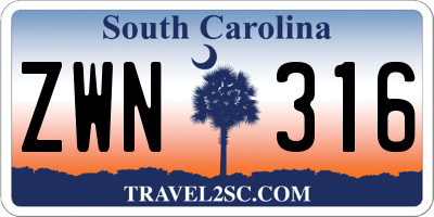 SC license plate ZWN316