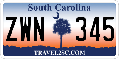 SC license plate ZWN345