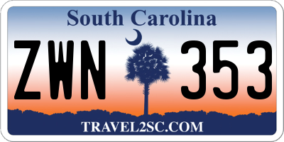 SC license plate ZWN353