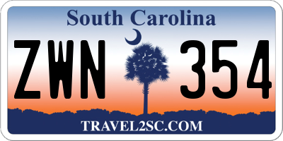 SC license plate ZWN354