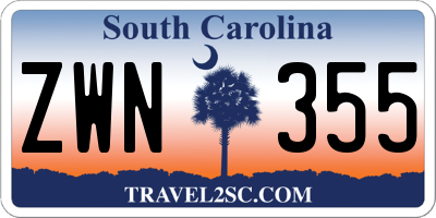 SC license plate ZWN355