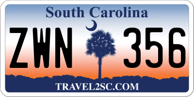 SC license plate ZWN356
