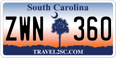 SC license plate ZWN360