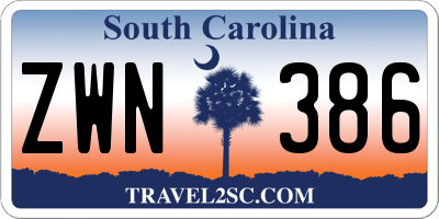 SC license plate ZWN386