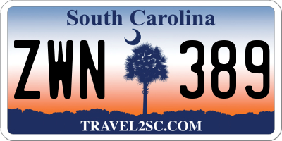 SC license plate ZWN389